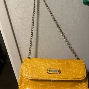 Anne Klein Yellow Croc-Embossed Crossbody Bag